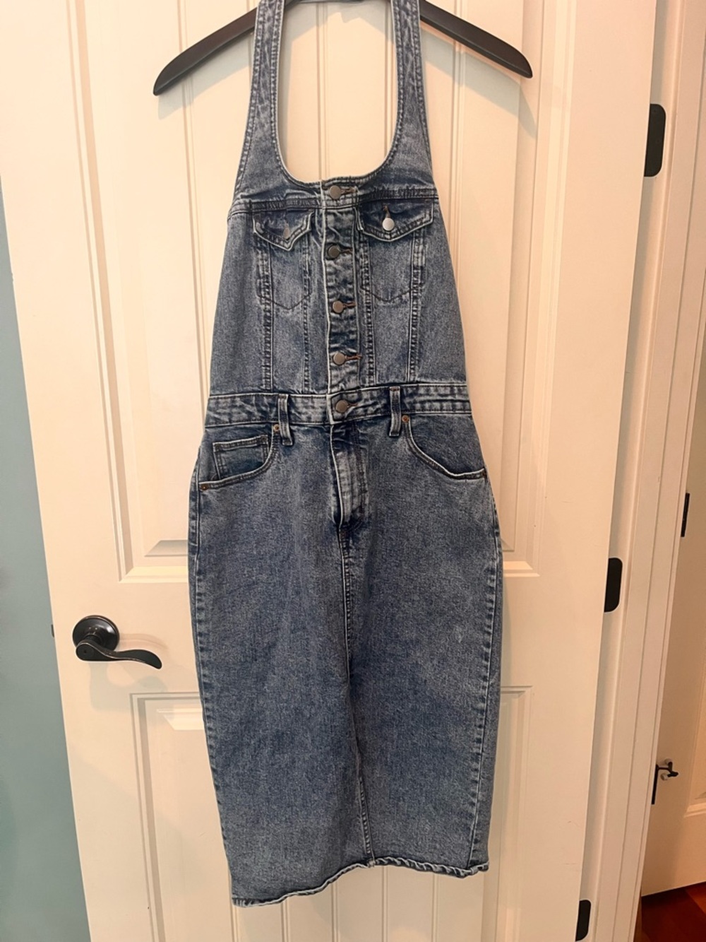 Universal Thread Denim Overall Dress Size 4 Adjustable Neck Concert Festival EUC
